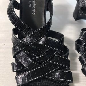 Liz Claiborne Flex Black Size 8.5 Leather Strappy Sandals.